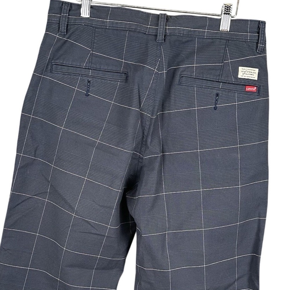 Levis Stay Loose Blue Plaid Windowpane Straight Leg Pants Mens 36x32 XO
